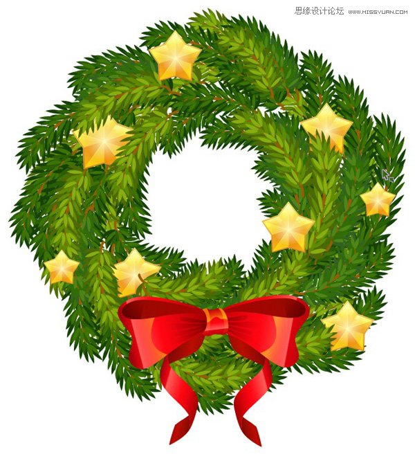 Illustrator制作一个精致的圣诞节花环
