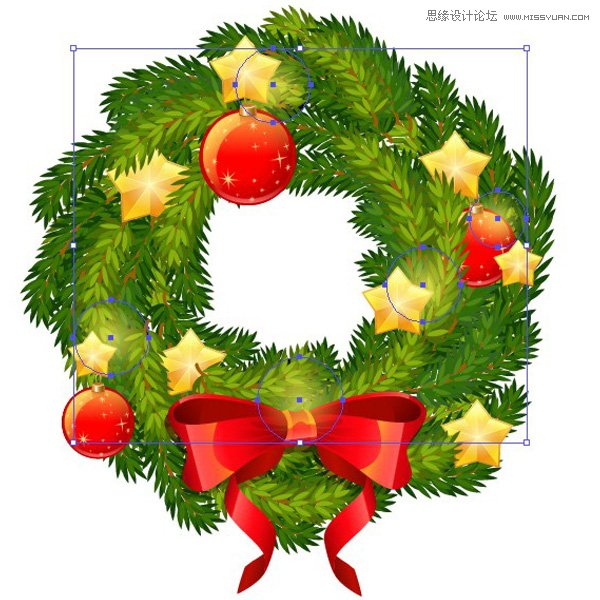 Illustrator制作一个精致的圣诞节花环