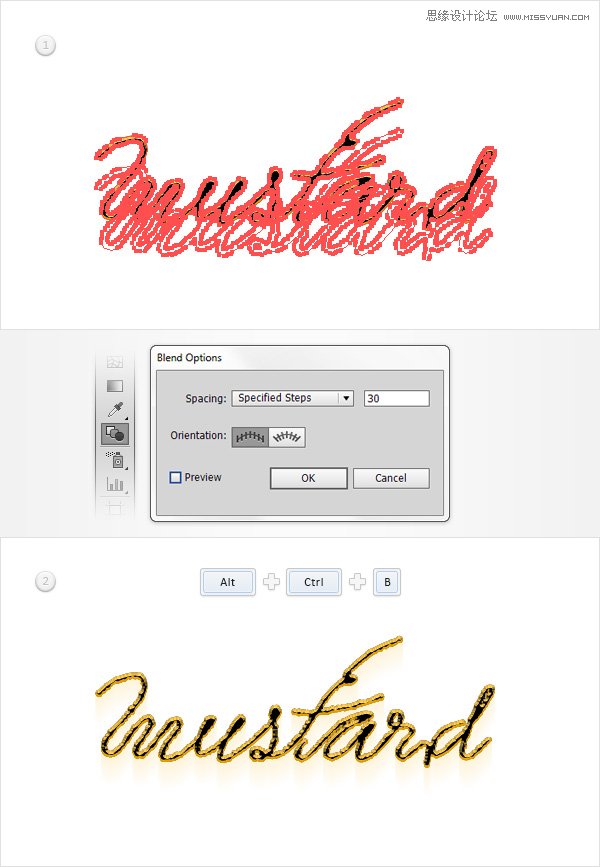 Illustrator设计金黄色的芥末文字效果,