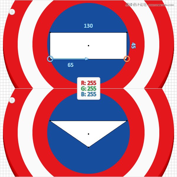 Illustrator绘制逼真的美国队长盾牌图标,