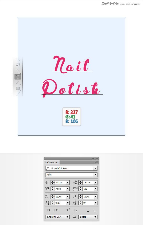 Illustrator制作神话般的指甲油文字效果,PS教程,思缘教程网