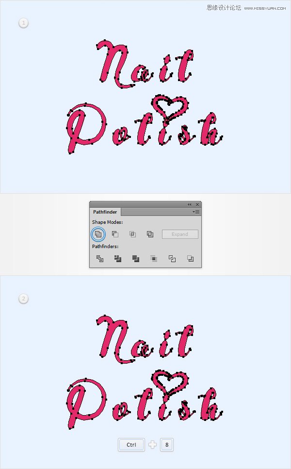 Illustrator制作神话般的指甲油文字效果,PS教程,思缘教程网