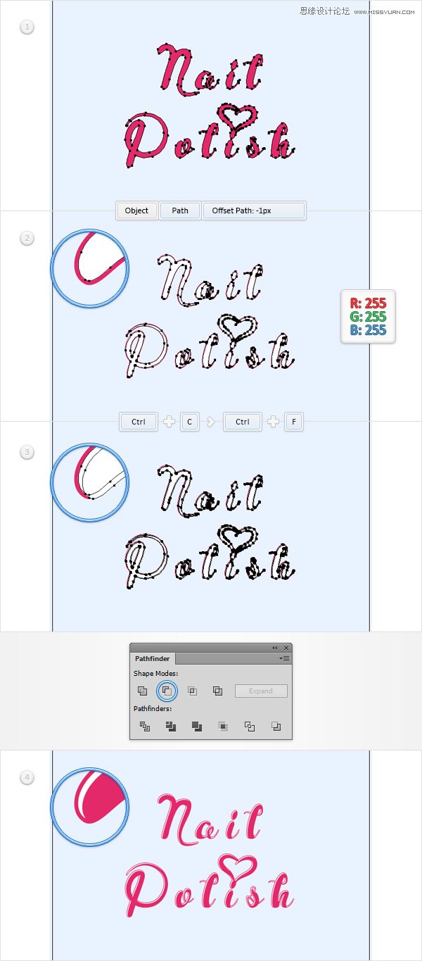 Illustrator制作神话般的指甲油文字效果,PS教程,思缘教程网