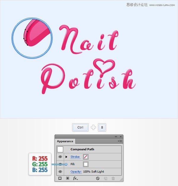 Illustrator制作神话般的指甲油文字效果,PS教程,思缘教程网