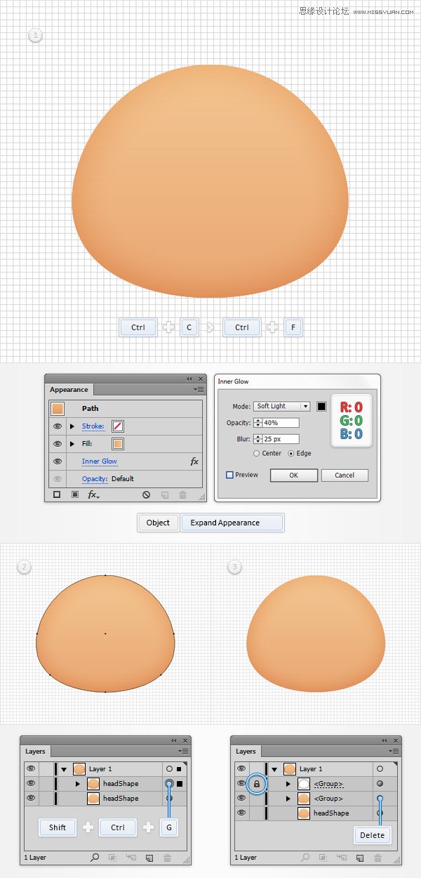 Illustrator设计时尚有趣的卡通人物脸部,