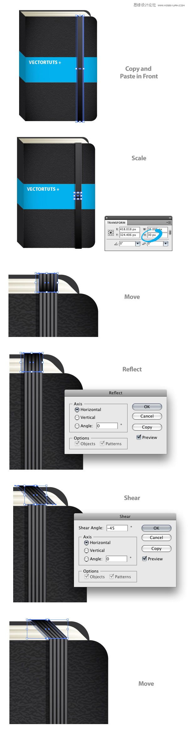 Illustrator绘制立体效果的黑色笔记本,破洛洛