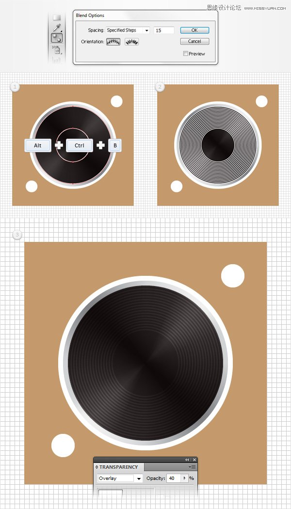 Illustrator创建立体风格的黑胶唱机图标,破洛洛