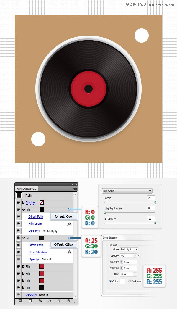 Illustrator创建立体风格的黑胶唱机图标,破洛洛