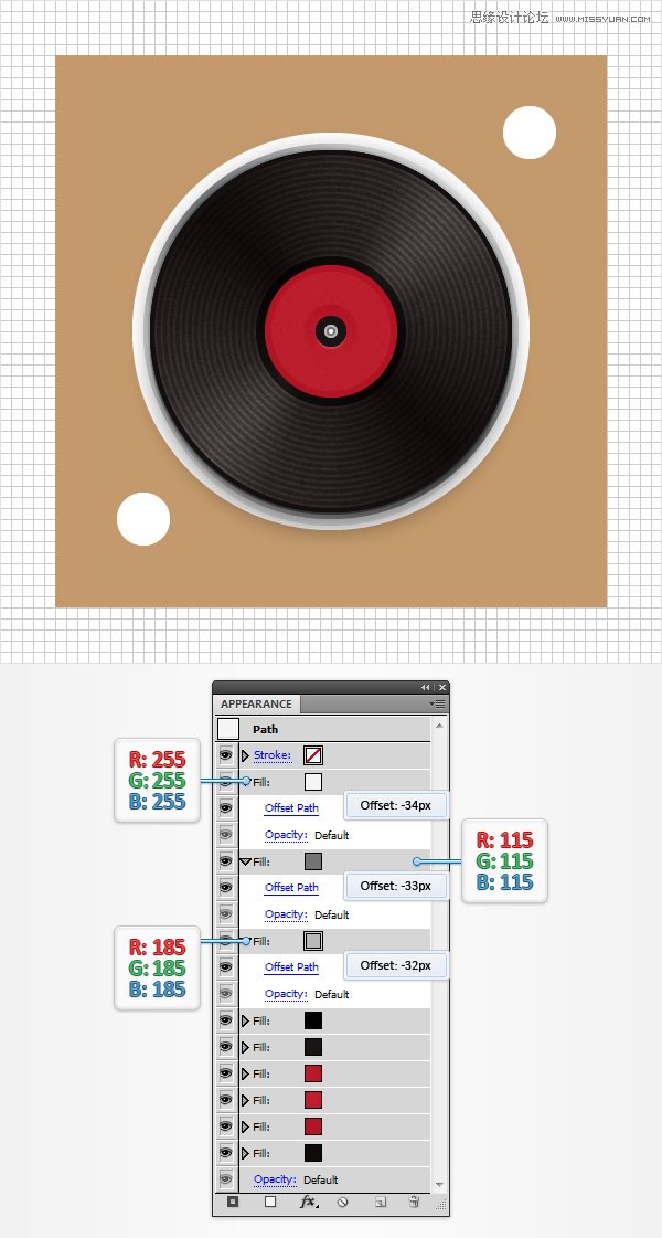 Illustrator创建立体风格的黑胶唱机图标,破洛洛