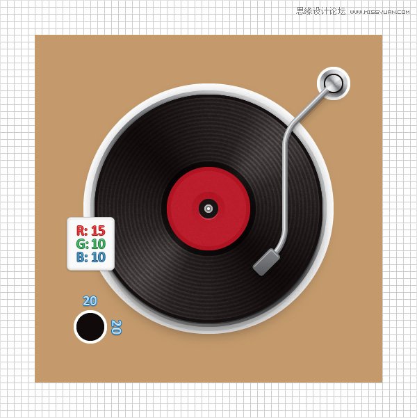 Illustrator创建立体风格的黑胶唱机图标,破洛洛