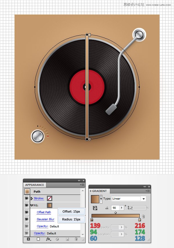 Illustrator创建立体风格的黑胶唱机图标,破洛洛