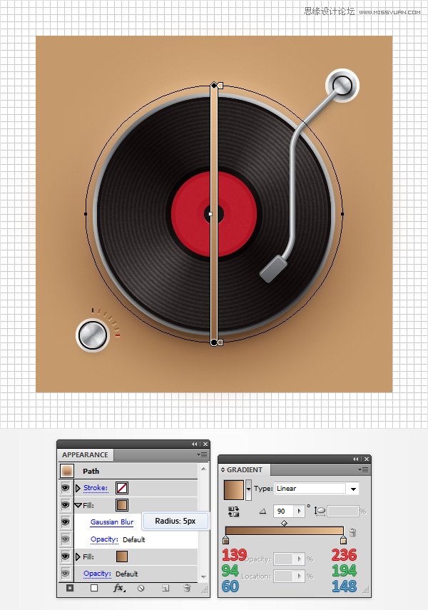 Illustrator创建立体风格的黑胶唱机图标,破洛洛