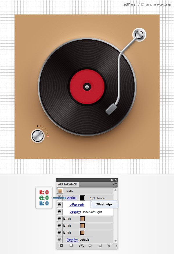 Illustrator创建立体风格的黑胶唱机图标,破洛洛