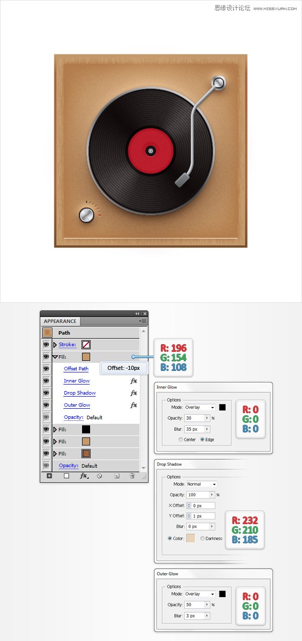 Illustrator创建立体风格的黑胶唱机图标,破洛洛
