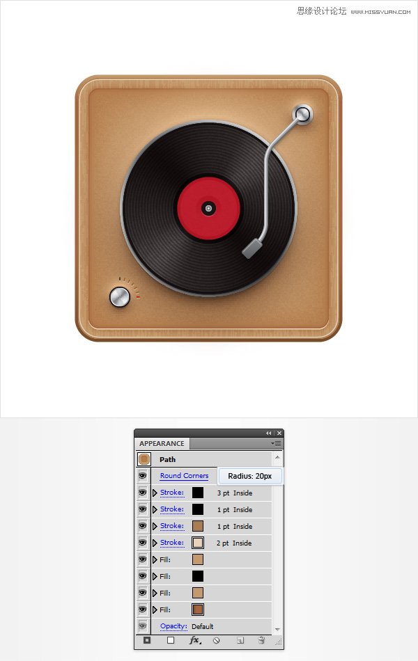 Illustrator创建立体风格的黑胶唱机图标,破洛洛