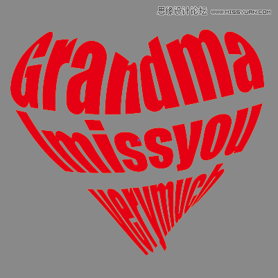 Illustrator制作曲扭效果的心形英文字体,破洛洛