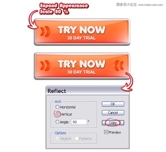 Illustrator实例教程：使用3D效果制作网页按钮,破洛洛