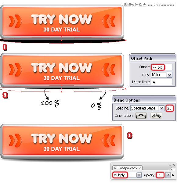 Illustrator实例教程：使用3D效果制作网页按钮,破洛洛