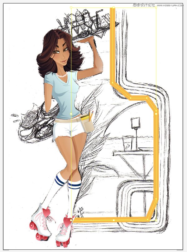 Illustrator绘制70年代的餐馆矢量插画教程,破洛洛