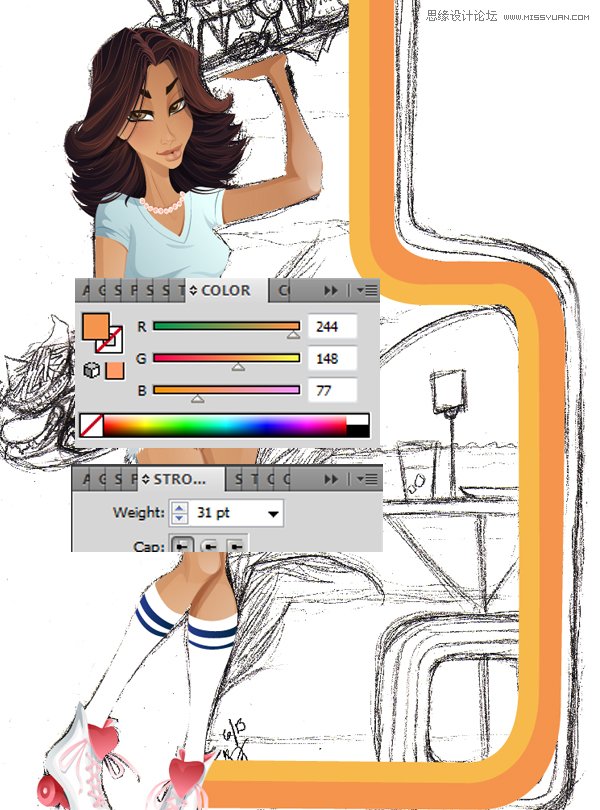 Illustrator绘制70年代的餐馆矢量插画教程,破洛洛