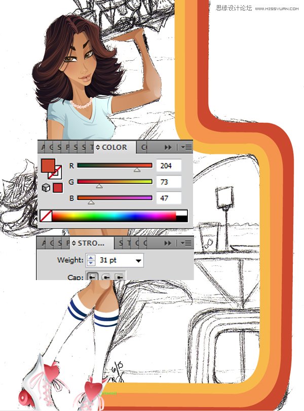 Illustrator绘制70年代的餐馆矢量插画教程,破洛洛