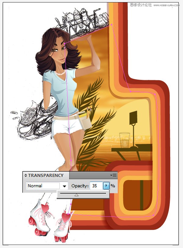 Illustrator绘制70年代的餐馆矢量插画教程,破洛洛