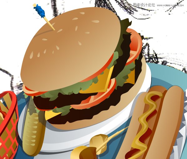 Illustrator绘制70年代的餐馆矢量插画教程,破洛洛