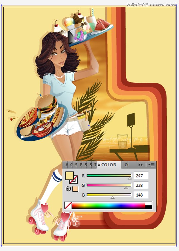 Illustrator绘制70年代的餐馆矢量插画教程,破洛洛