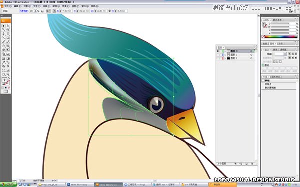 Illustrator绘制矢量风格的中国花鸟画,破洛洛