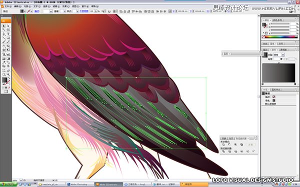 Illustrator绘制矢量风格的中国花鸟画,破洛洛