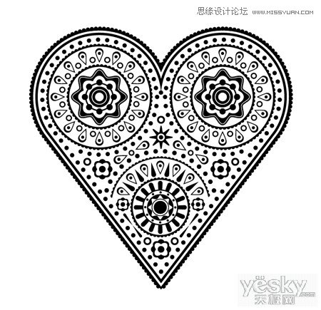 Illustrator绘制复杂图案矢量心形插画,破洛洛