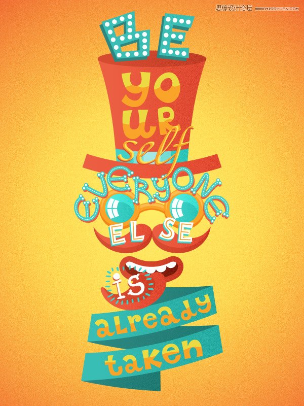 Illustrator绘制俏皮大胆的复古风格海报,PS教程,思缘教程网