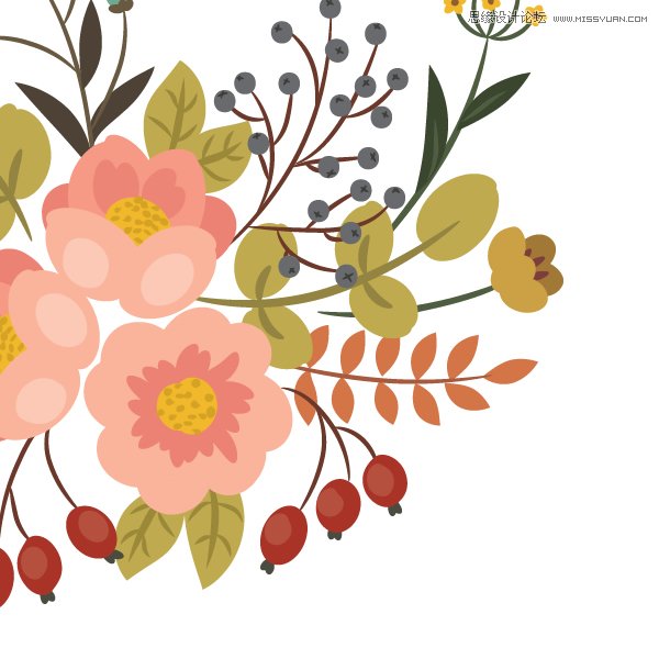 Illustrator绘制复古典雅风格的花朵花藤,PS教程,思缘教程网