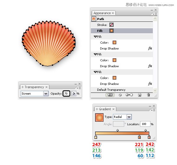 Illustrator绘制时尚彩色的逼真贝壳,PS教程,思缘教程网