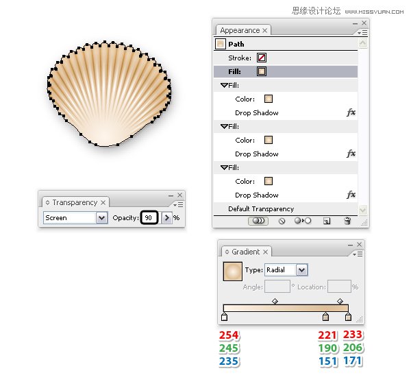Illustrator绘制时尚彩色的逼真贝壳,PS教程,思缘教程网