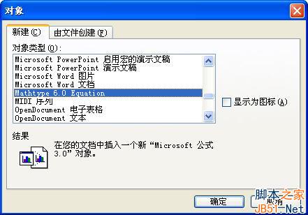 插入公式编辑器对象