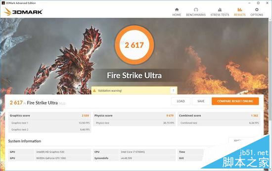 GTX1060 移动版 Firestrike Ultra