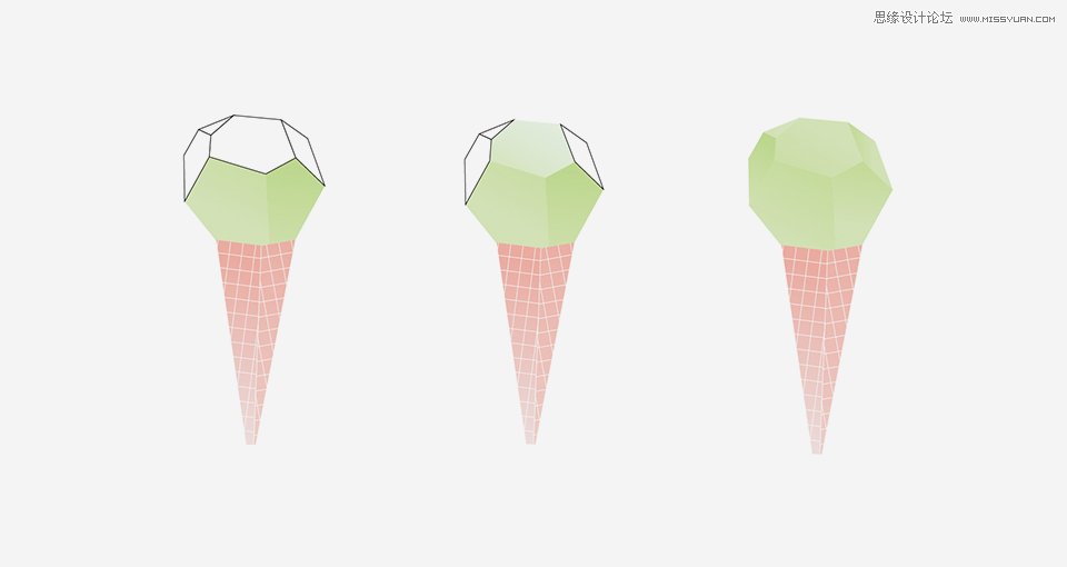Illustrator绘制可爱的多边形纸艺效果雪糕,PS教程,思缘教程网