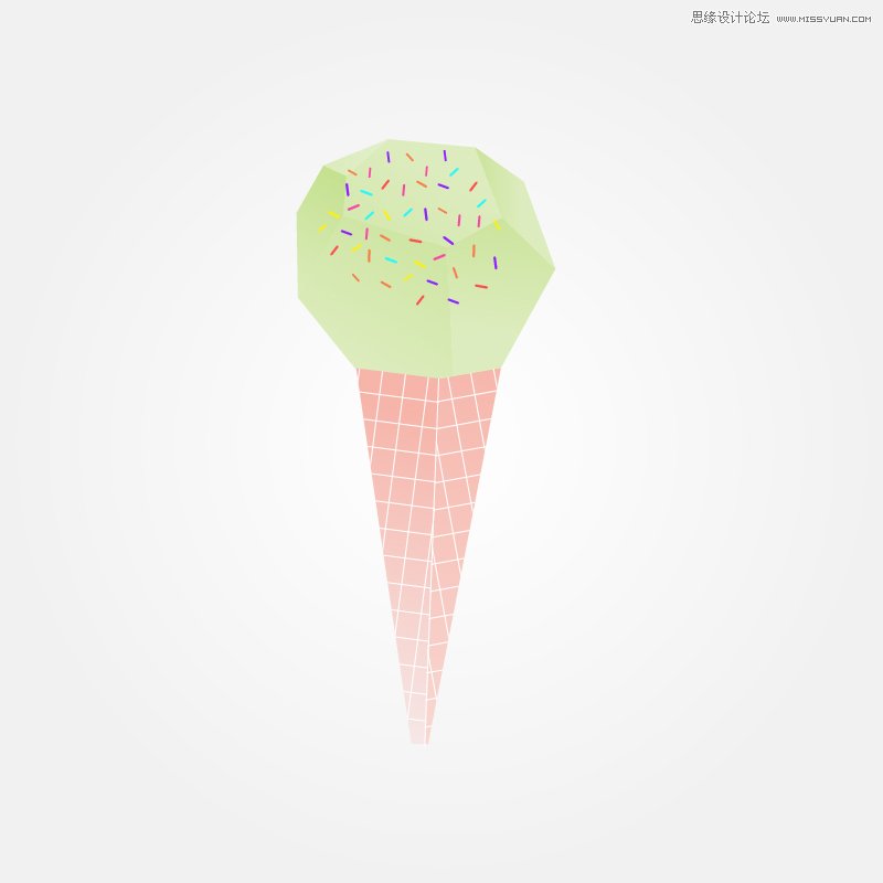 Illustrator绘制可爱的多边形纸艺效果雪糕,PS教程,思缘教程网