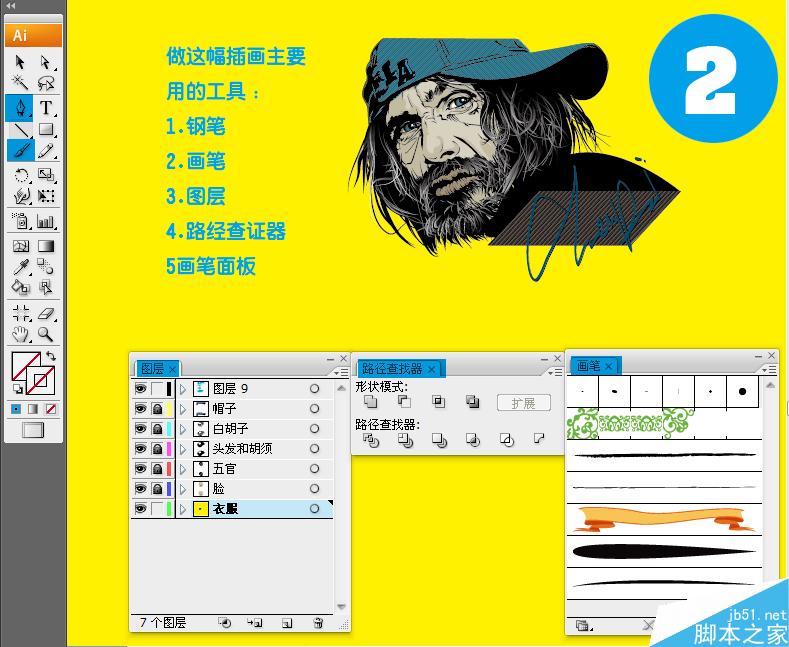 AI绘制沧桑人物头像 脚本之家 AI实例教程