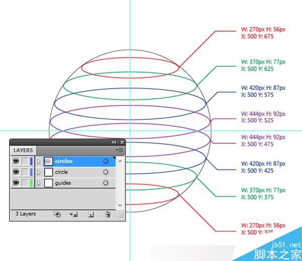 AI制作标志设计用的彩色切片球 脚本之家 AI实例教程3