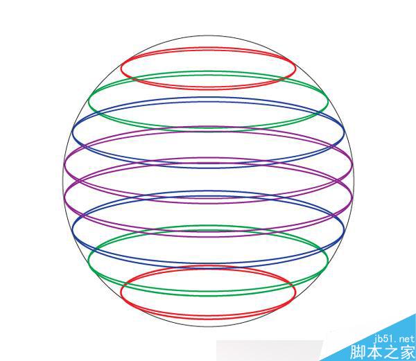AI制作标志设计用的彩色切片球 脚本之家 AI实例教程6b