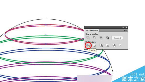 AI制作标志设计用的彩色切片球 脚本之家 AI实例教程7