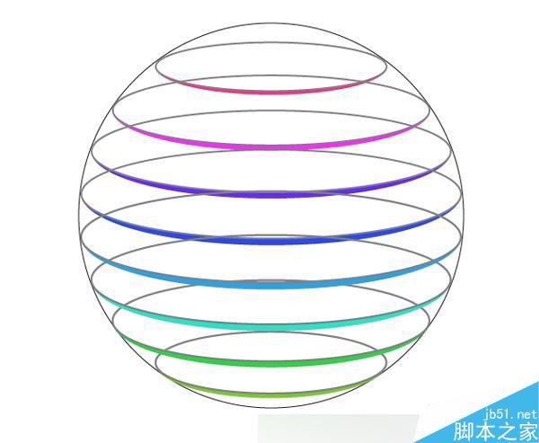 AI制作标志设计用的彩色切片球 脚本之家 AI实例教程9