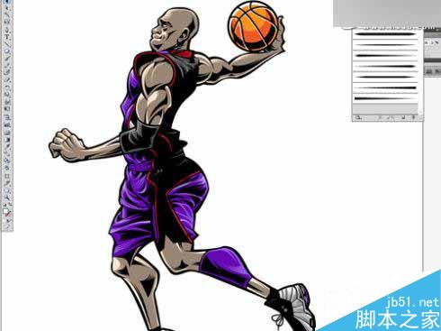 AI绘制扣篮王文森卡特插画 脚本之家 AI实例教程