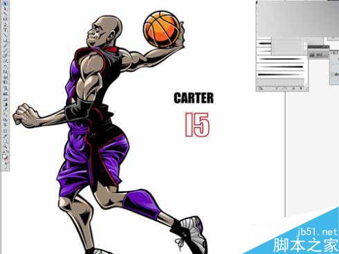 AI绘制扣篮王文森卡特插画 脚本之家 AI实例教程