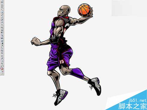 AI绘制扣篮王文森卡特插画 脚本之家 AI实例教程