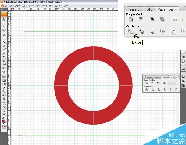 AI绘制救生圈 脚本之家 AI实例教程