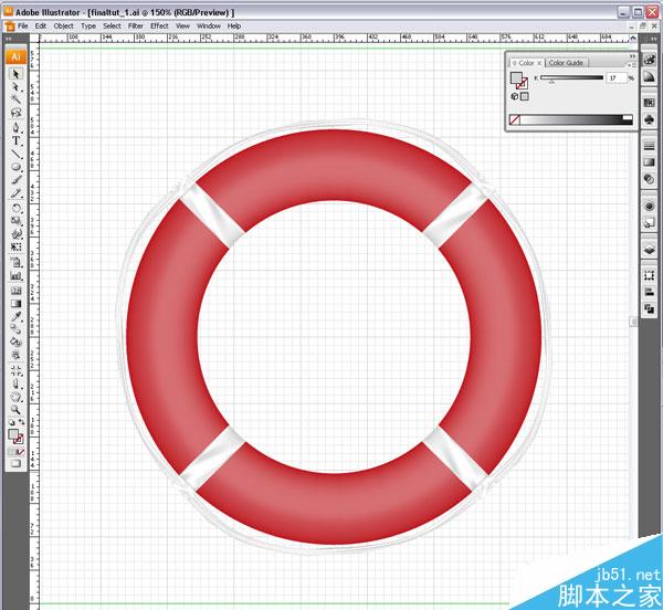 AI绘制救生圈 脚本之家 AI实例教程