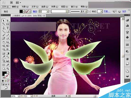 AI CS5宽度工具绘制梦幻天使翅膀 脚本之家 AI实例教程